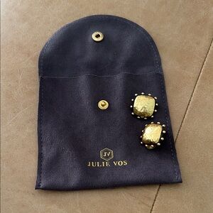 Julie Vos Gold Hammered Stud Clip On Earrings